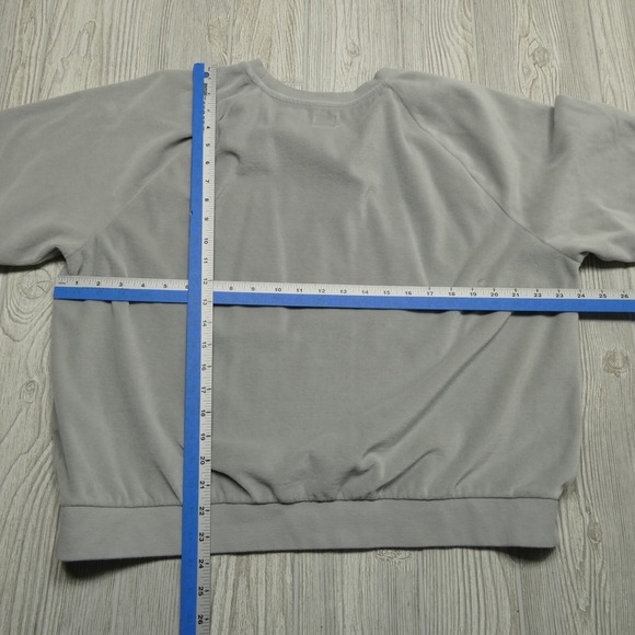 VINTAGE Gap Velour Sweater Womens 2XL Gray Soft Fleece Long Sleeve Sweatshirt - Picture 4 of 6